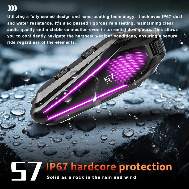 S7 Bluetooth Helmet Headset: High-Quality Sound, Waterproof, Freeze-Proof, Noise-Cancelling, Ideal for Team Riding.