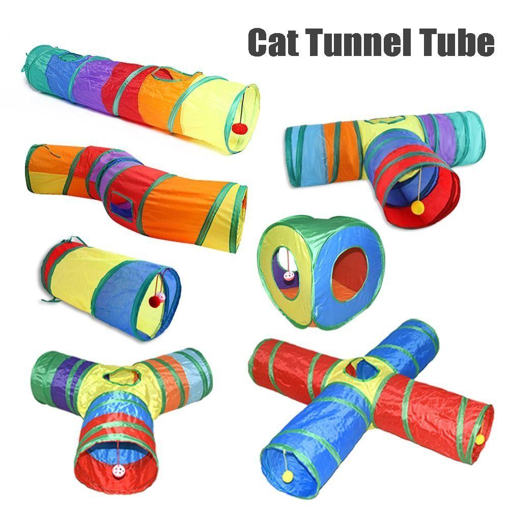 Polyester+Stahldraht Katzentunnelröhre Faltbar Atmungsaktiv Katzenlabyrinth Tunnel Bunt Trainings Interaktives Kaninchen Meerschweinchen Zelt