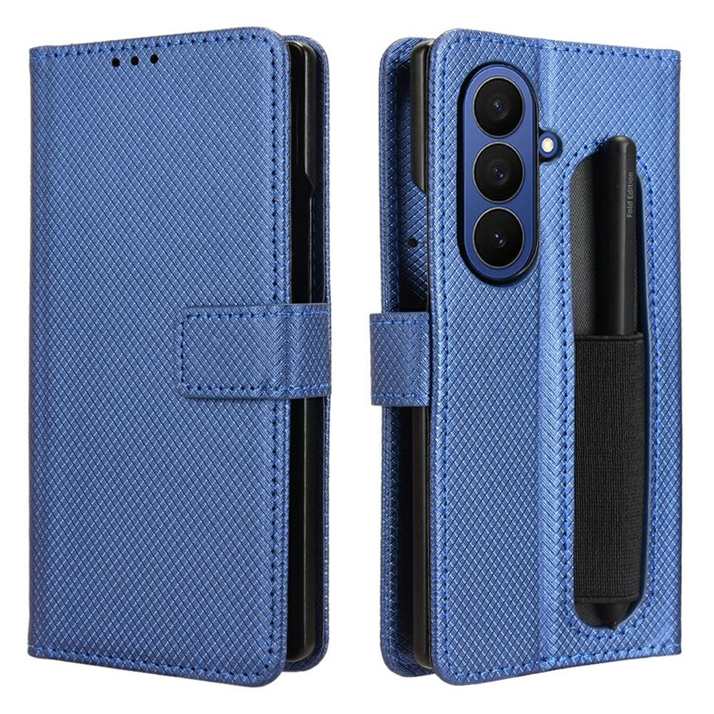 For Samsung Galaxy Z Fold7 5G Case with Pencil Holder,PU Leather Diamond Texture Wallet Phone Cover