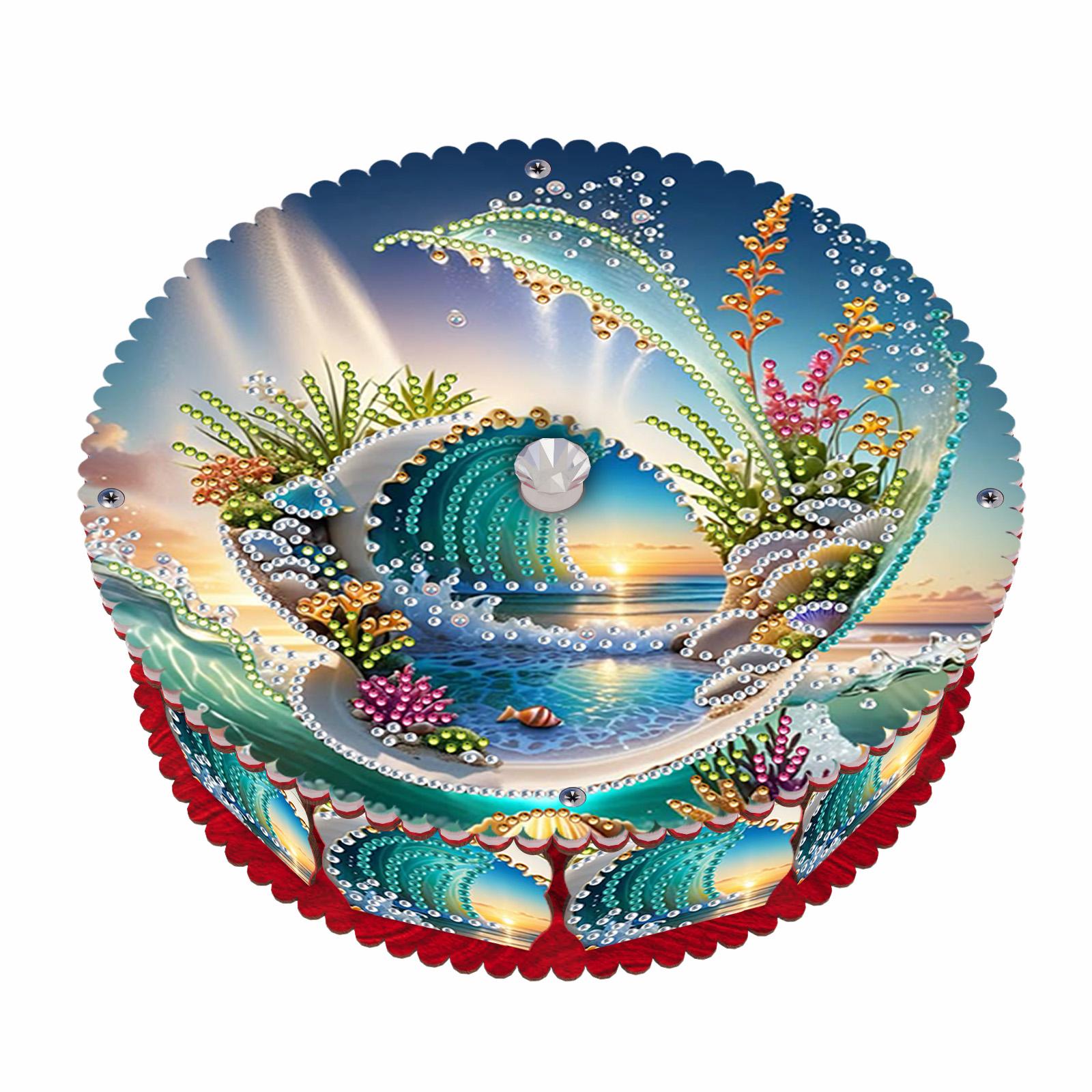 

DIY Diamond Art Crystal Painting Snack Box with Lid Diamond Painting Jewelry Box Wooden for Living Room Home Office Decoration