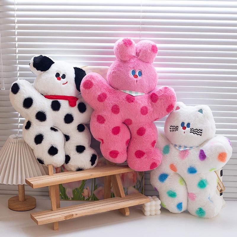 Polka Cartoon Dopamine Dot Cat Rabbit Puppy Plush Toy Children Doll Companion