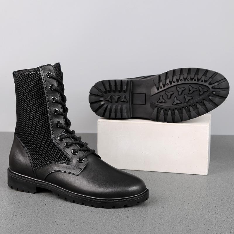 New Arrival Motorcycle Boots Genuine Leather Mens High Top Footwear Hot-selling Casual Mid-Calf Boots Male Leisure Walking Botas