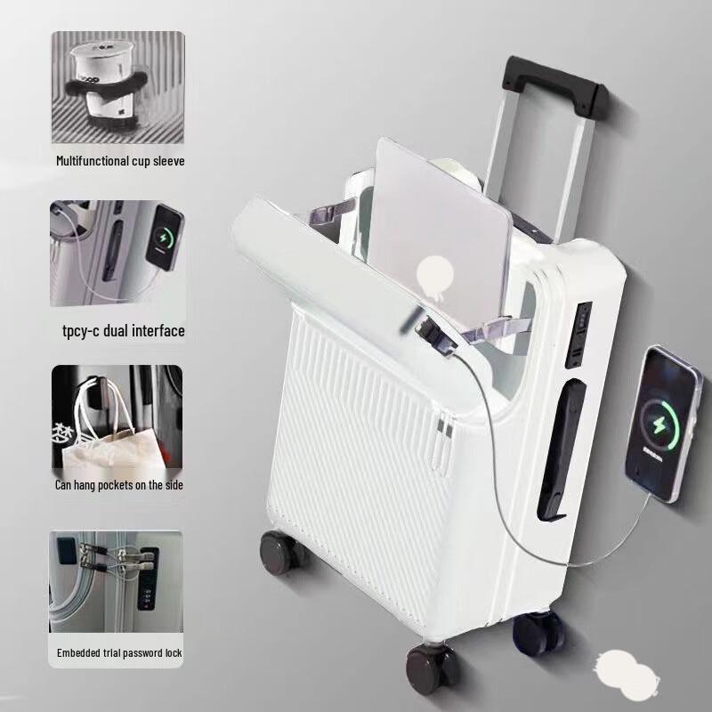 KarLot Front-Opening Luggage with Cup Holder 28 Inch