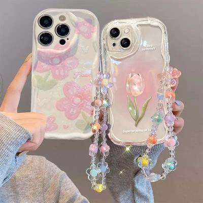 Custodia Braccialetto a Catena con Fiore per Huawei Honor 200 400 Lite 300 Pro 90 X9C SMART 5G X6C X8C X8B X7B X9B X6B P30 PRO Nova 5T cover