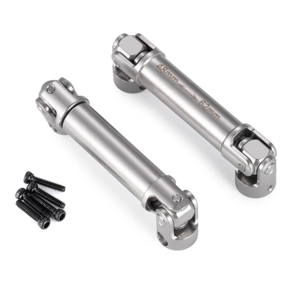 AXSPEED 2PCS Stainless Steel Center Drive Shafts D-shaped Holes for 1/18 RC Crawler FMS FCX18 LC80 Upgrade Parts