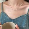 Versatile Peach Chain Glitter Tablet Plain Chain Necklace Female S925 Silver Stacked Wear Universal Clavicle Chain