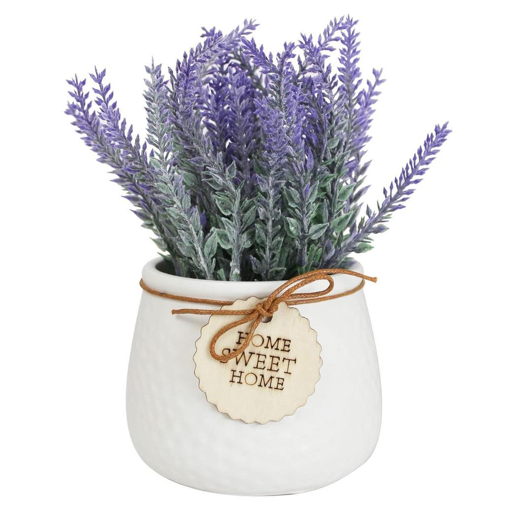 Polyester Artificial Lavender Flower Plant With Pot Home Décor Items Latest
