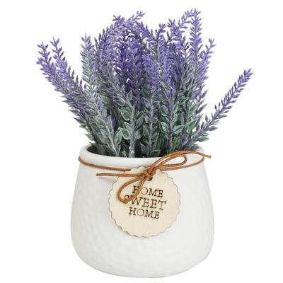 Polyester Artificial Lavender Flower Plant With Pot Home Décor Items