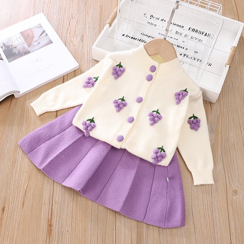 Cotton Girls Clothing Sets Winter Children Clothes Knited Sweater Tops and Skirt Suit Spring and Autumn Kids Outfits for Girls Costume