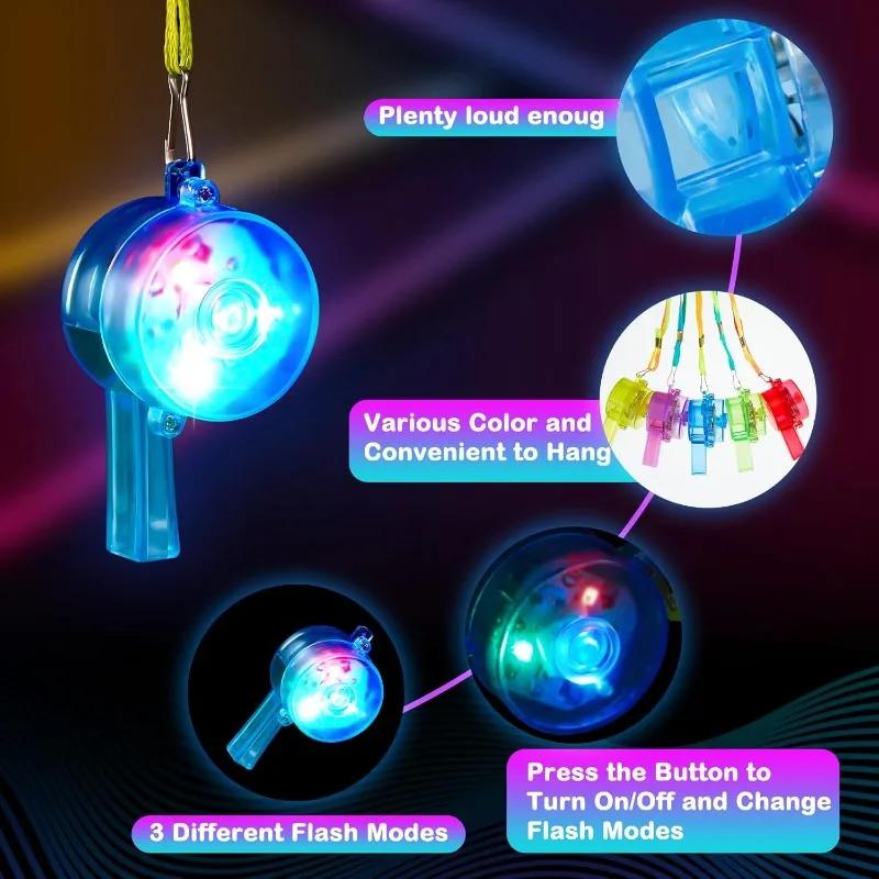 LED Cheer Whistle Kids Birthday Bar Sports Party Carnival Christmas Gift Decor Fun Glow Light Toy For Celebration Events