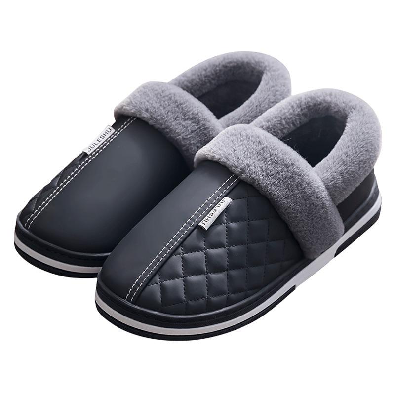 Bag heel cotton shoes men's winter waterproof indoor home large size new outer wear household cotton slippers men's winter