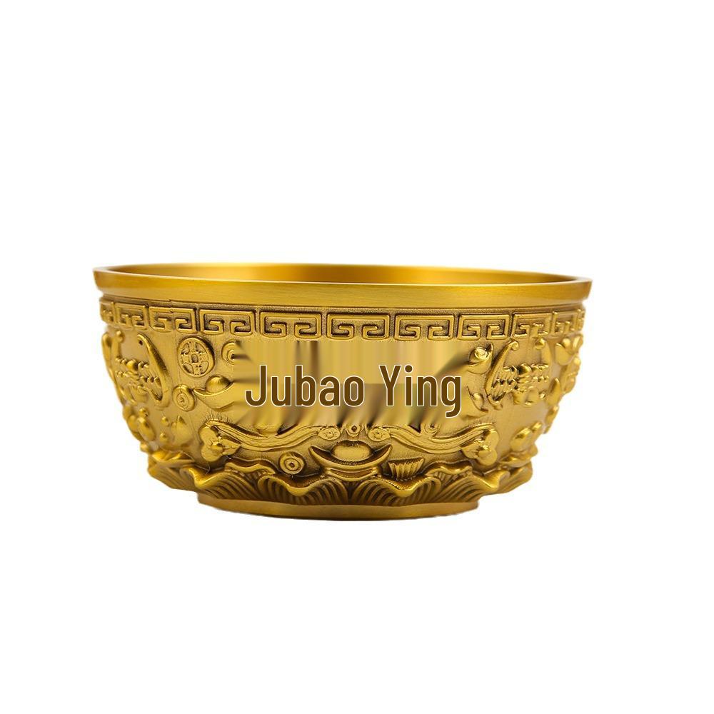 Brass Six Blessings Treasure Pot - Feng Shui Decor for Living Room, Office, or Entryway