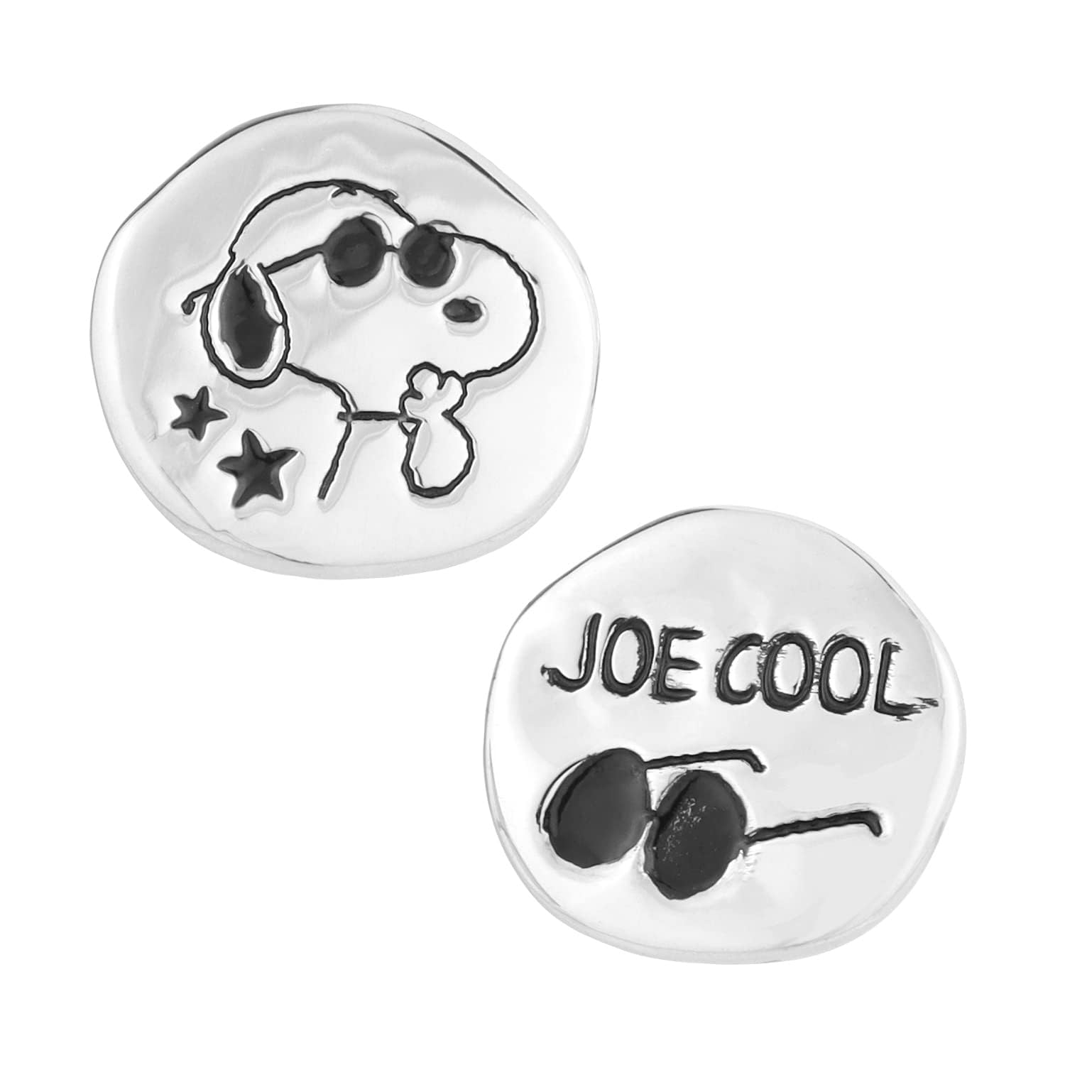 

[Shinjuku Gin no Kura] Snoopy Joe Cool Round Plate Asymmetrical Earrings (Not a Set) 2-Piece Set for Both Ears, Official