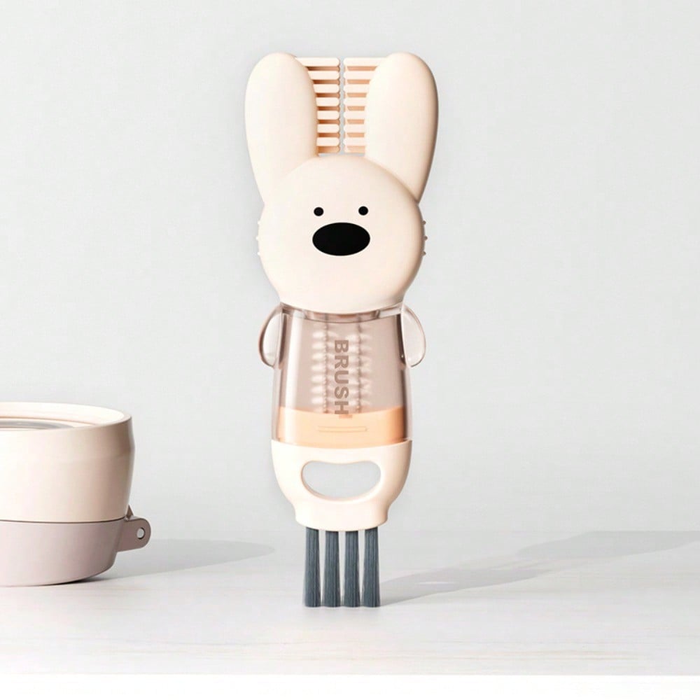 

1pc Bear Style Cleaning Brush With 4 Detachable And Washable Functions, For Cleaning Cups, Baby Bottles, And Grooves, Suitable For Kitchen Use 1Pcs розовый