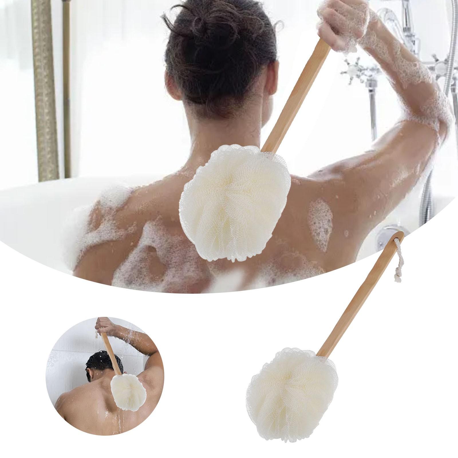 

New Long Handle Hanging Soft Mesh Back Body Bath Shower Scrubber Brush Sponge Body Soft Mesh Scrub Puff Clean Bath Brush One Size белый