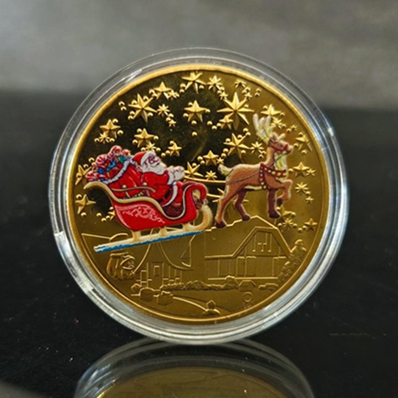 

Европейские и американские памятные монеты, рождественские памятные медали, цветные небольшие подарки Санта-Клауса, металлические значки. 40*2.5mm