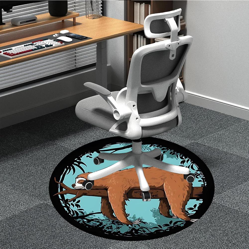 

1pcSloth Home Sleep Office Round Area Rug, Indoor Mat Suitable ForOffice, Under Office Chairs Bedroom Living Room Home Decor, Room Deco 025 80cm by 80cm