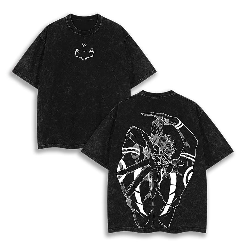 Japanese Anime Jujutsu Kaisen Print T-shirt Men Women Oversized Washed Streetwear Cotton High Quality Street Harajuku Clothing
