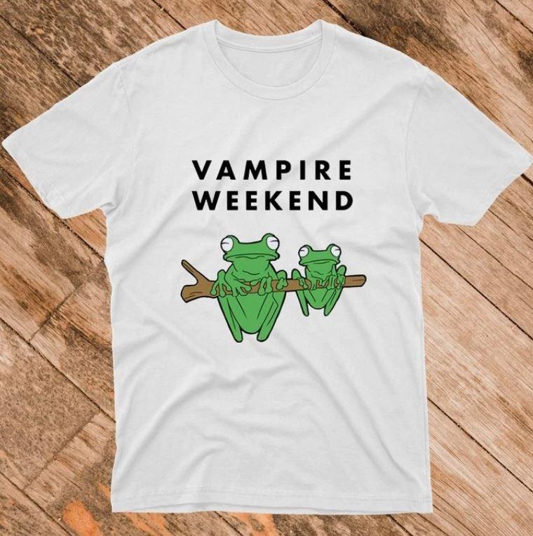 Unisex Cotton T-shirt Vampire Weekend Frog Short Sleeve Cotton White All Size Shirt