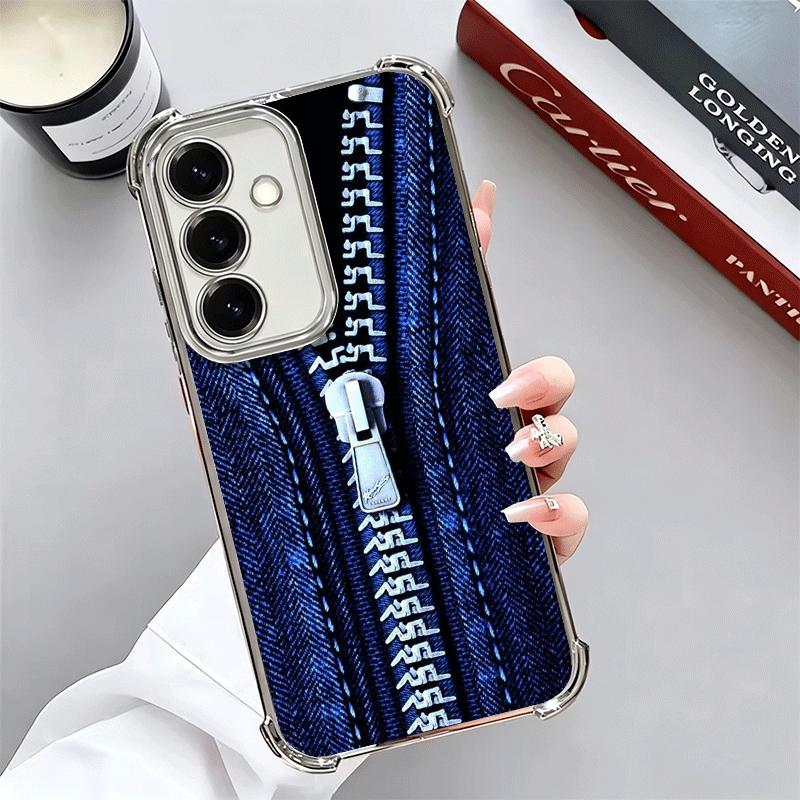 Retro Zipper Jeans Pattern Soft Phone Case For Samsung A17 A27 A07 A37 A57 A16 A56 A15 A55 A14 A54 A13 A53 A26 A36 A25 A35 A24 A