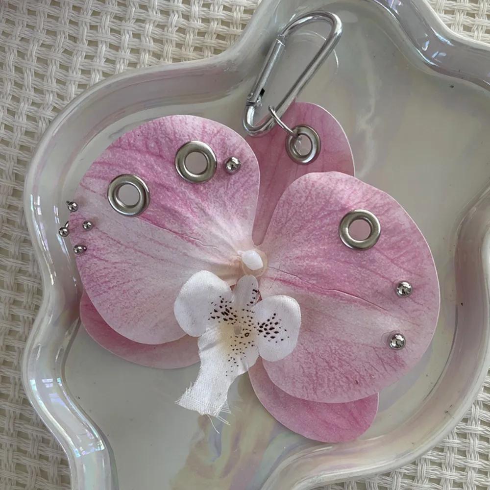 Creative Simulation Flower Orchid Lily Keychain Backpack Decoration Colorful Simulation Flower Keyring Gifts Flower Bag Pendant