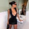 2024 High Elastic Mirror PU Leather V-Neck Sleeveless Sexy Dress for Women