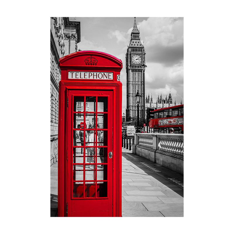 Modern Tower Building Red Buss Lover Canvas Painting Poster City Wall Art Print Decorative Picture Modern Living Room Home Decor Unframed