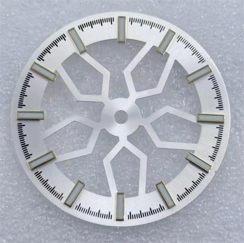 31.8MM Hollow Out Wheel Bone Green Luminous Dial Suitable For NH70 NH38 Mechanical Movement Watch Accessories