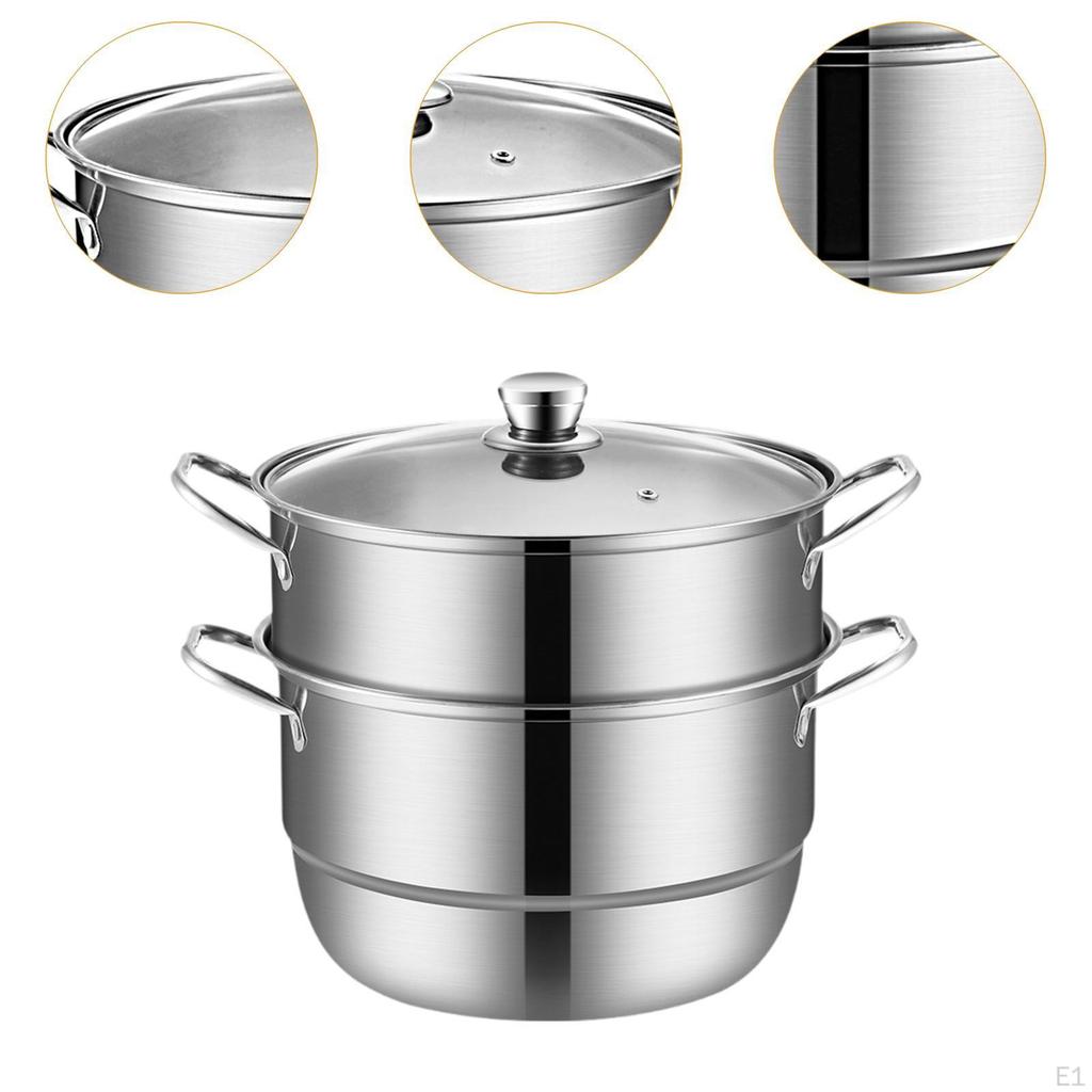 Stainless Steel Steamer Pot , 2 Tier Multifunctional Cooking Pot, Food for