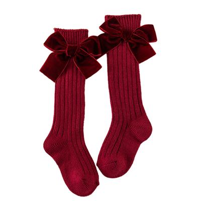 Big Bow Girls Knee High Socks Soft And Comfortable Made With Cotton Keeping Warm