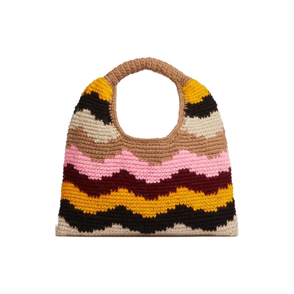 Marni Market Letter Patch Wave Design Woven Technology Acrylic Knit Mini Handbag Women handbag Brown Multicolor SHMH0050A2FW305STW54