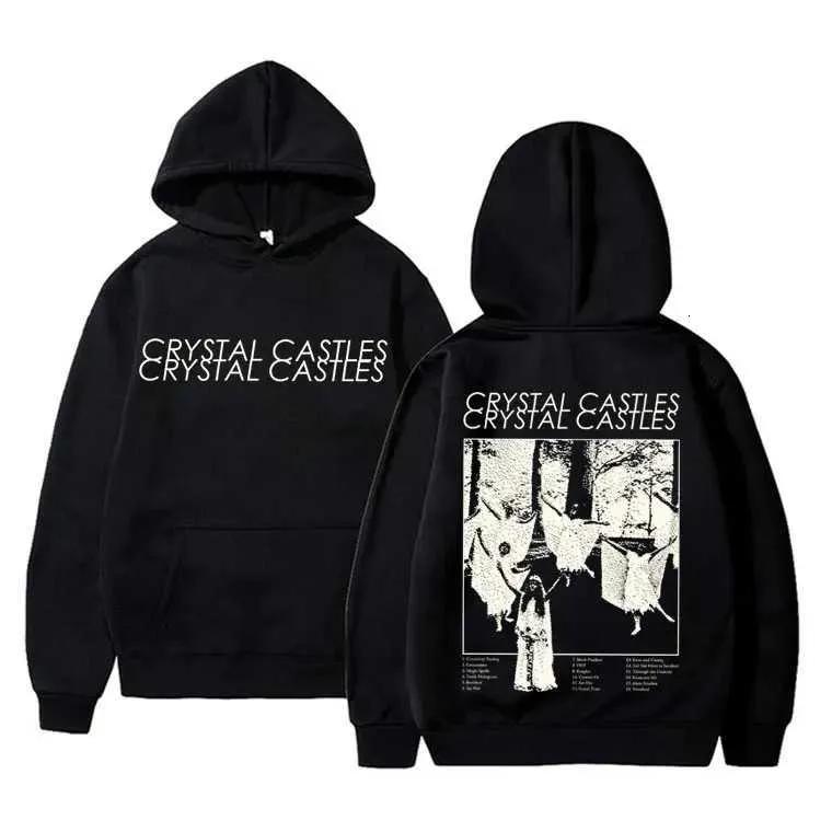 Herren Hoodies Sweatshirts Vintage Crystal Castles Band Hoodie Herren Damen Gothic Punk Rock Kapuzenpullover Herrenmode Locker Oversize
