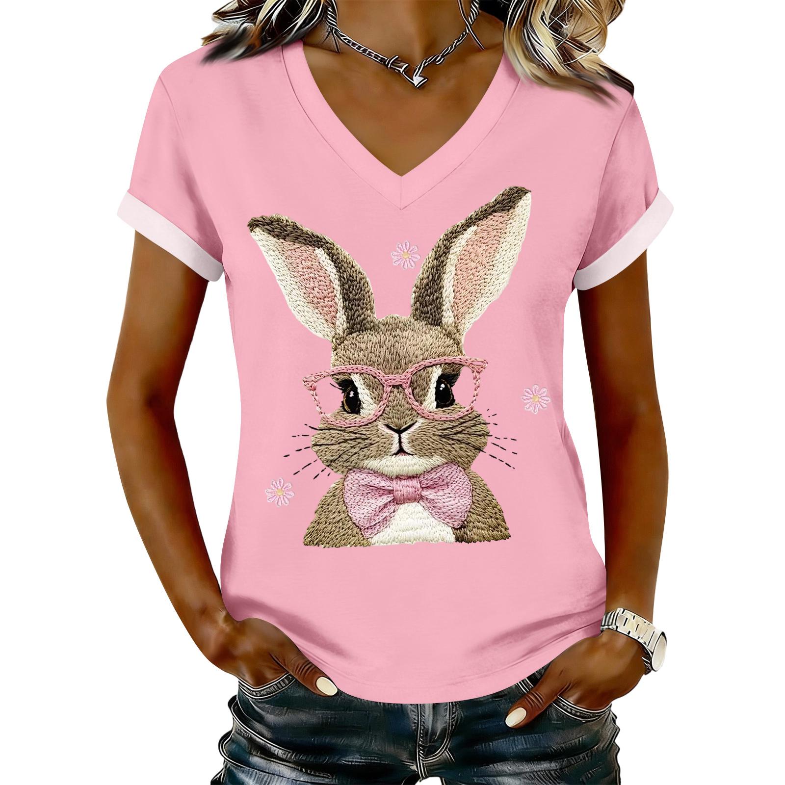 

Women s Casual Printed T-Shirt V Neck Pullover Short Sleeve Top XL