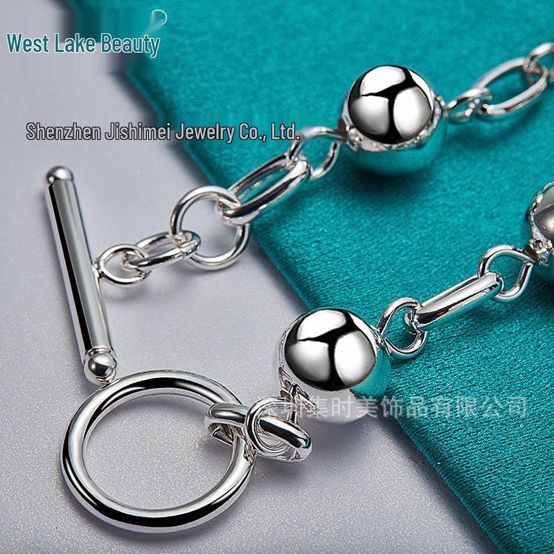 West Lake Beauty Women's Silver Smooth Bead Bracelet