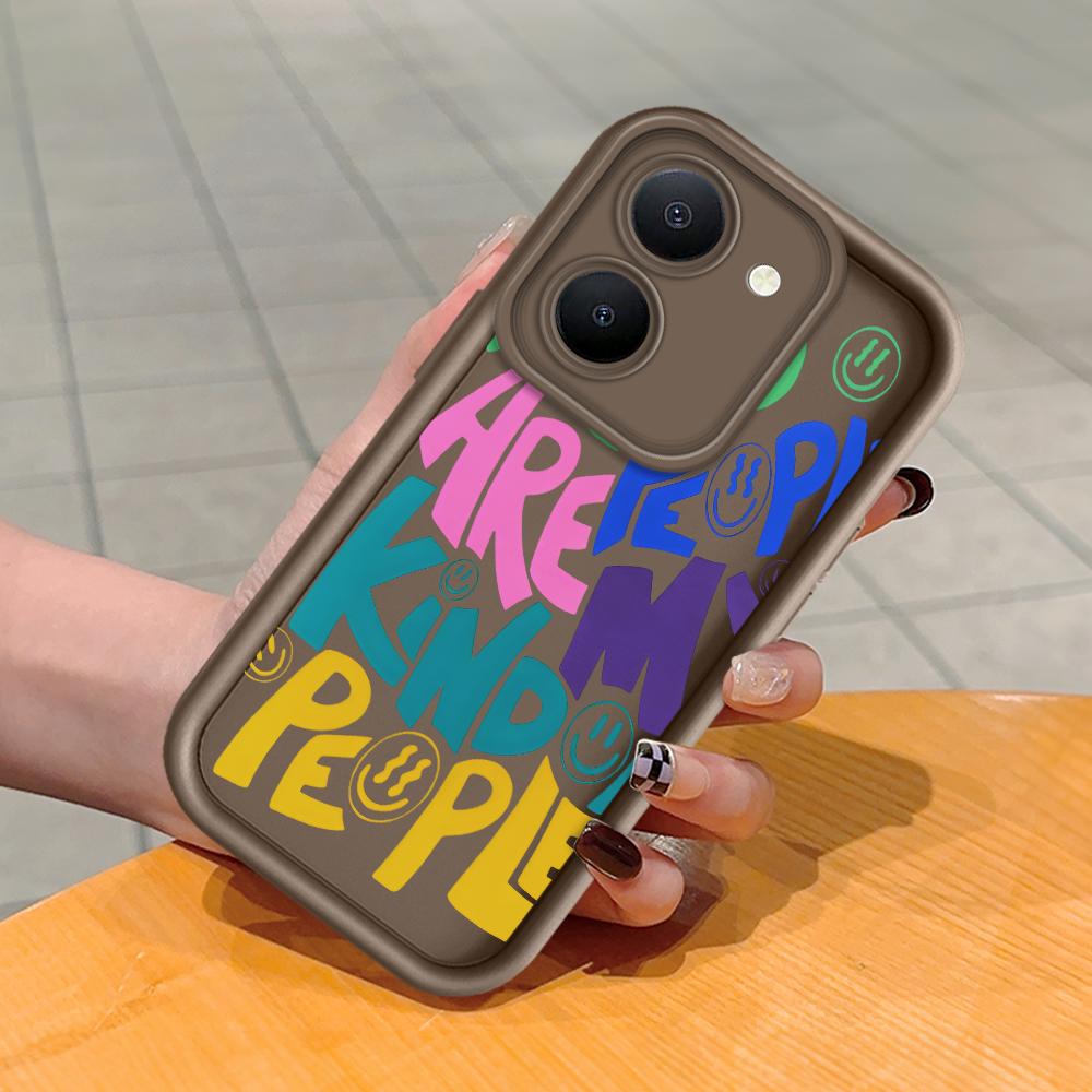 Soft Silicone Square Ladder Printing Pattern Phone Casing Full Cover Camera Shockproof Protection Rubber Case for Vivo