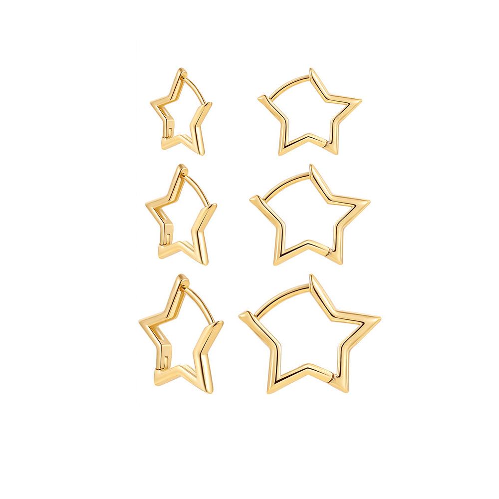 Mode Einfache Edelstahl Glatte Stern Hoop Ohrringe Frauen Minimalistischen Hoops Huggie Ohr Schnalle Ohrring Koreanische Schmuck Geschenk