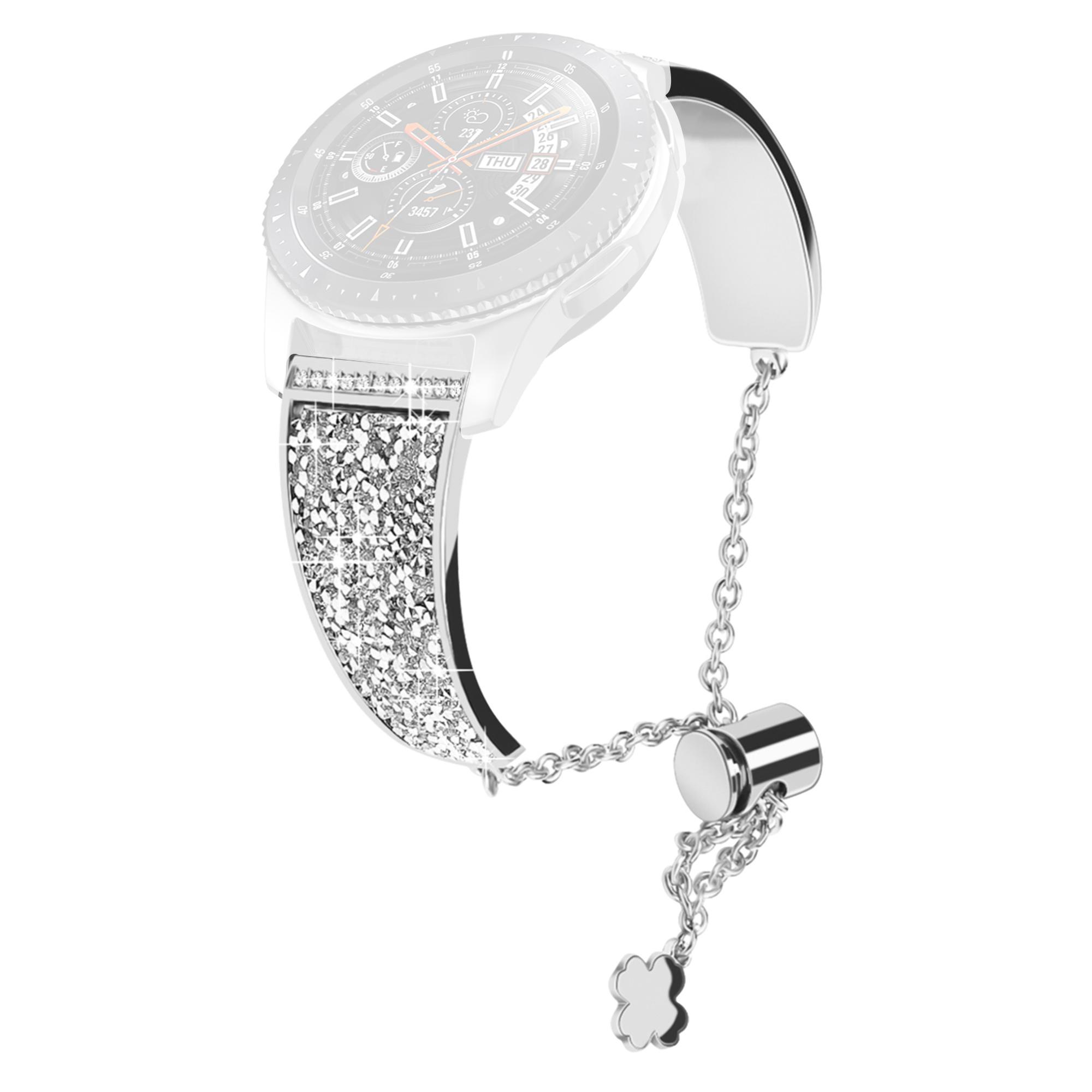 

Chain Watch Band for Garmin Venu 2/Forerunner 265/255,Rhinestone Decor 22mm Metal Wristband Strap D