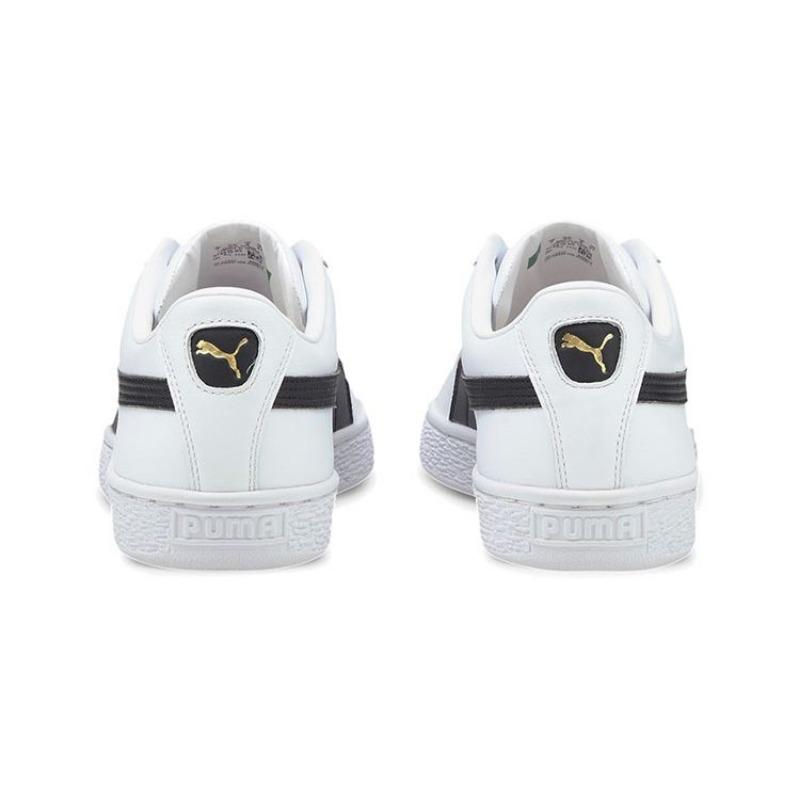 Puma Basket Classic 21 Unisex Low-top Synthetic Leather Lace-up Round Toe Lightweight Wear-resistant Skate Shoes White Black 374923-02