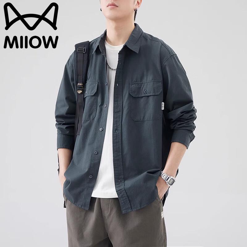Mao Ren Men s Japanese Style Solid Long Sleeve Shirt 4XL