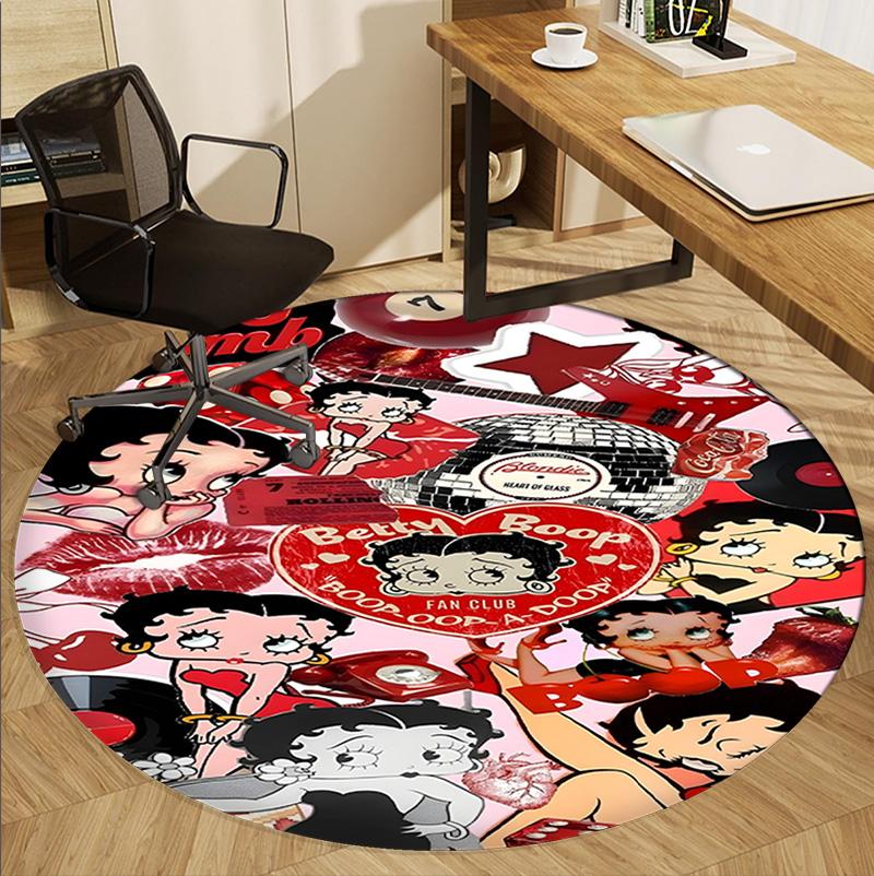 Betty Boop Pattern Round Rug, Indoor/Outdoor Mat, for Picnic, Gameroom, Bedroom, Office, Living Room, Home Decor Carpet, Birthday Gift
