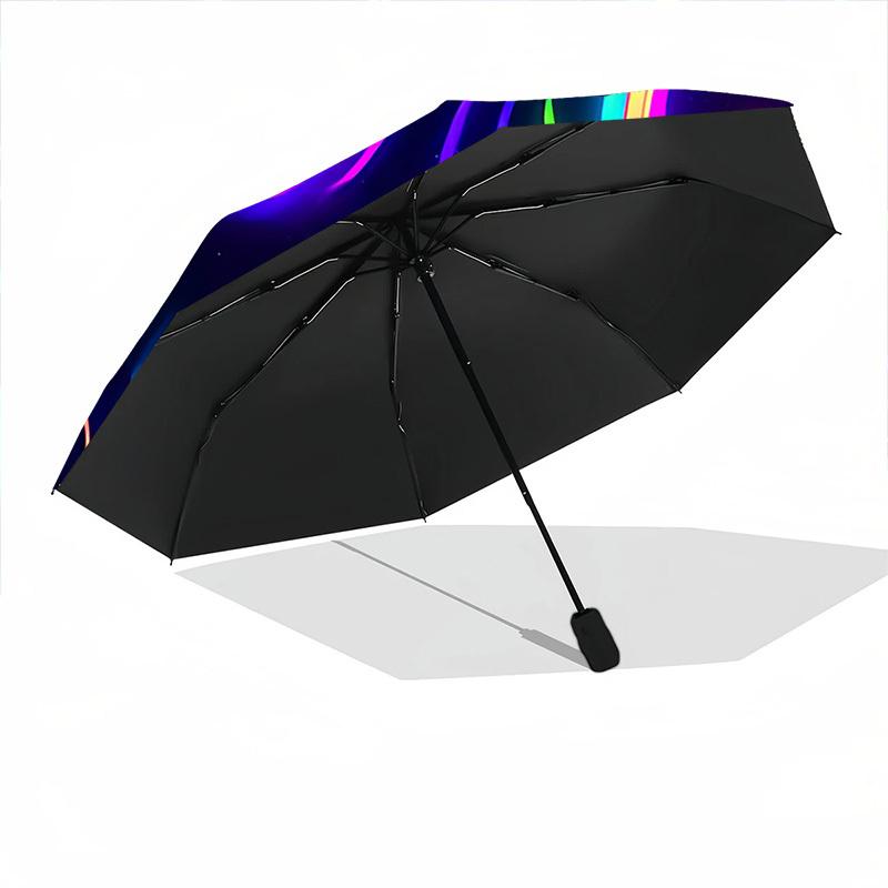 1pc Neon Ghost Automatic Folding Umbrella with 8-Rib Windproof Design, Portable Foldable Sunshade Umbrella For Halloween 017