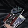 Electroplated Leather Business Shockproof Case for Samsung S25 S24 S23 Ultra Luxury Carbon Fiber Leather Stitching Phone Cover