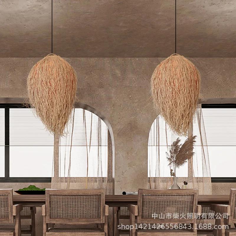 Japanischer idyllischer Wind Rattan-Kunst Retro Restaurant Wohnzimmer Zen Homestay Teeraum gewebter chinesischer Stil Kronleuchter
