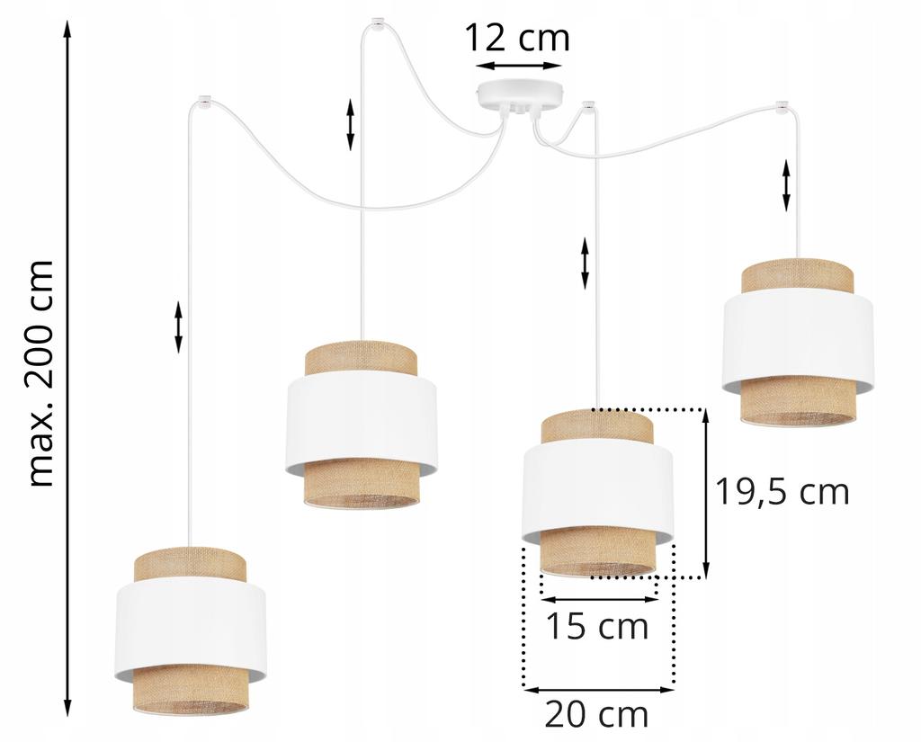 Hanging Lamp, Ceiling Chandelier, Lampshade, Boho Juta
