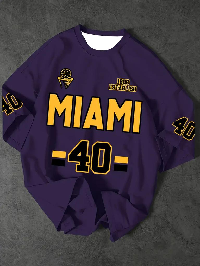 Men's Sports Jersey Miami NO.40 Print Short Sleeve T-Shirt Summer Graphic Tee Jerseys Plus Size Women's Sport T-Shirt Tops