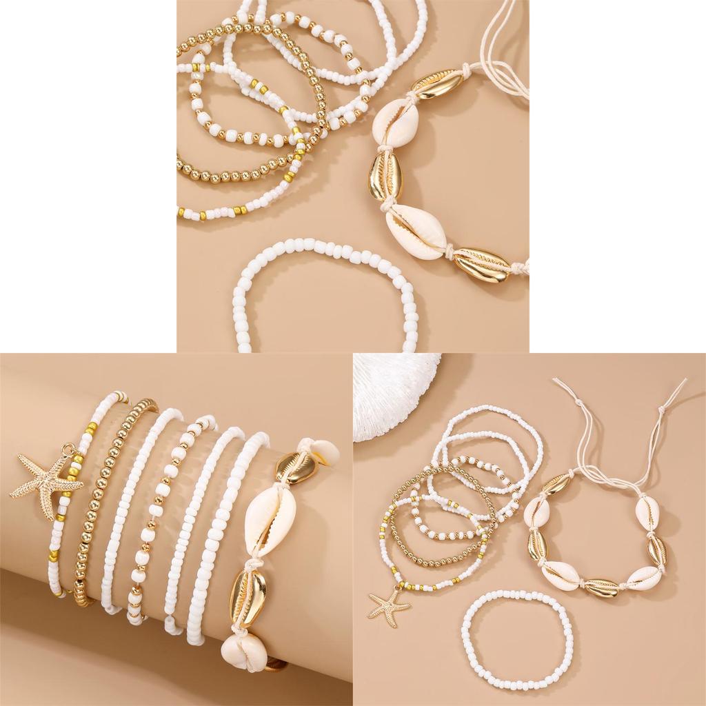 Bohemian Style Multilayer Glass Shell Jewelry Set For Women Gift