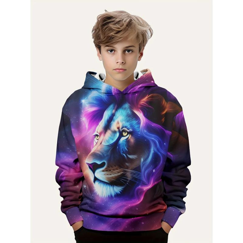 

Детская одежда Толстовки Одежда для мальчиков Длинный рукав Мода Принт с животными Повседневная Детская Летне-осенняя одежда Уличная Детская одежда 160