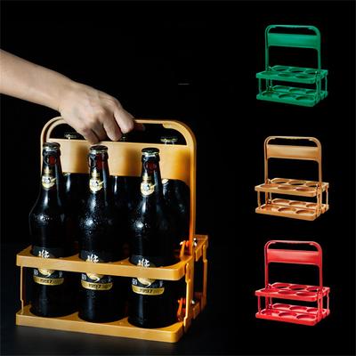 Vintage Plastik Milchsaftflaschenhalter 6 Löcher Faltbar Picknick Bier Getränke Träger Dekor Party Bar Likör Wein Aufbewahrungsregal
