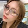 Women Girls Korean Y2K Square Frameless Anti Blue Light Glasses High-end and Spicy Style Sunglasses