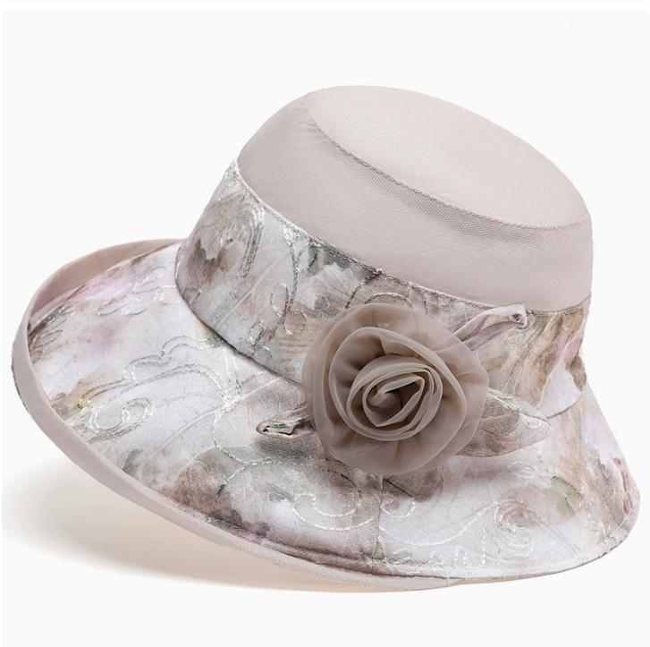 Summer Hats For Women Flower Thin Bucket Hat Breathable Casual Sun Hat Sunshade Sunhat Mother Gift